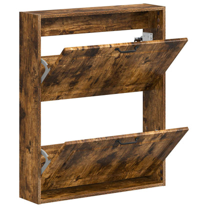 vidaXL Wall-Mounted Shoe Cabinet UTRECHT 71 x 17 x 86 cm Smoked Oak