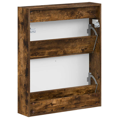 vidaXL Wall-Mounted Shoe Cabinet UTRECHT 71 x 17 x 86 cm Smoked Oak