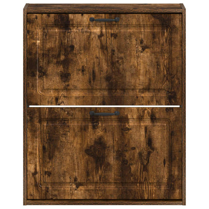 vidaXL Wall-Mounted Shoe Cabinet UTRECHT 71 x 17 x 86 cm Smoked Oak
