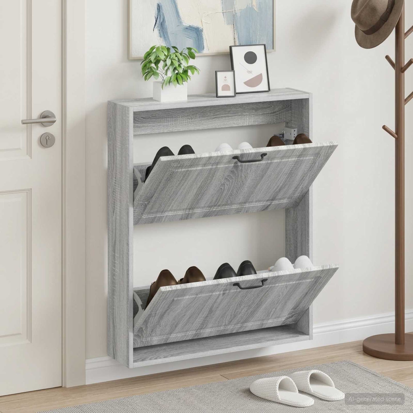 vidaXL Wall-Mounted Shoe Cabinet UTRECHT 71 x 17 x 86 cm Grey Sonoma