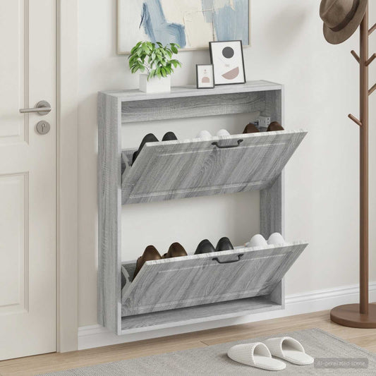 vidaXL Wall-Mounted Shoe Cabinet UTRECHT 71 x 17 x 86 cm Grey Sonoma