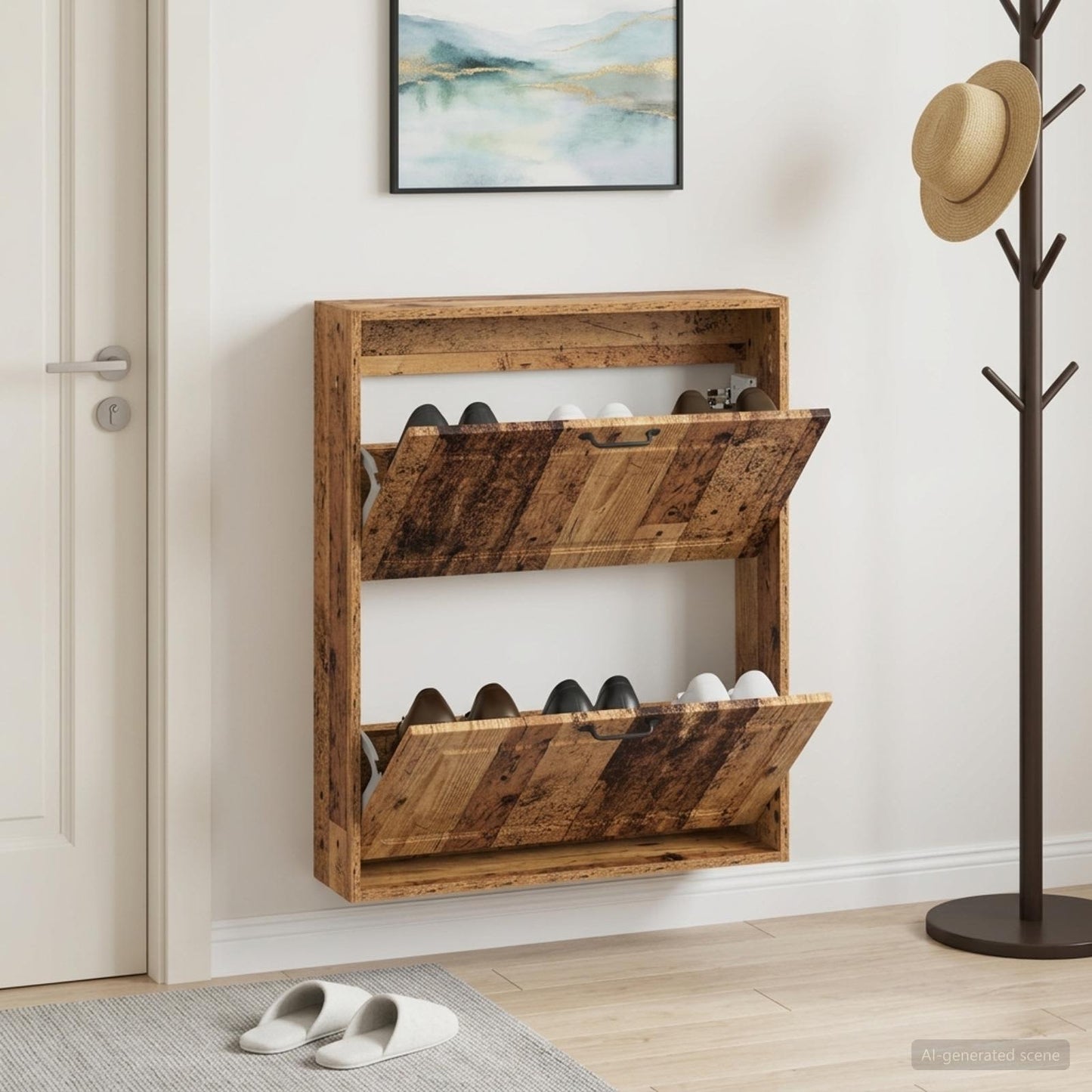vidaXL Wall-Mounted Shoe Cabinet UTRECHT 71 x 17 x 86 cm Old Wood