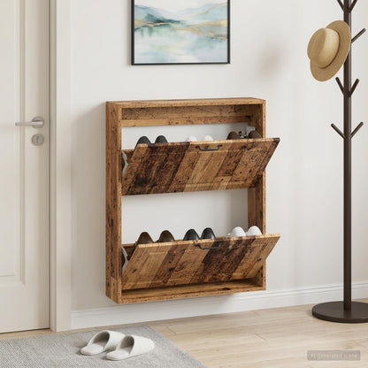 vidaXL Wall-Mounted Shoe Cabinet UTRECHT 71 x 17 x 86 cm Old Wood