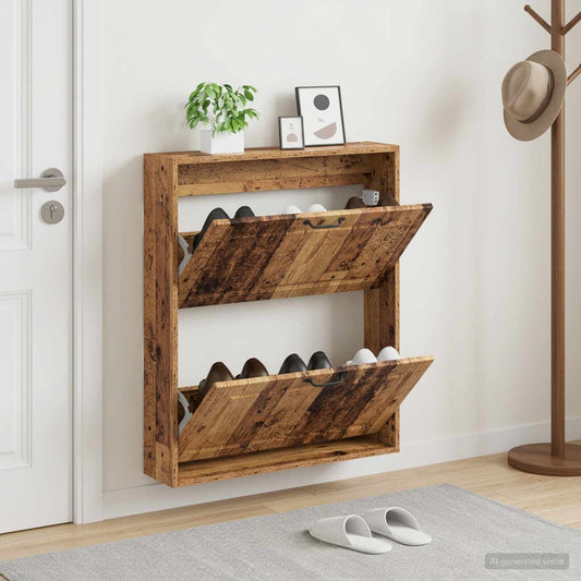 vidaXL Wall-Mounted Shoe Cabinet UTRECHT 71 x 17 x 86 cm Old Wood