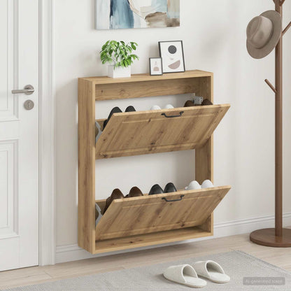 vidaXL Wall-Mounted Shoe Cabinet UTRECHT 71 x 17 x 86 cm Artisan Oak