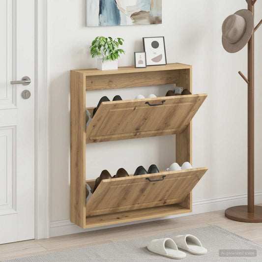vidaXL Wall-Mounted Shoe Cabinet UTRECHT 71 x 17 x 86 cm Artisan Oak