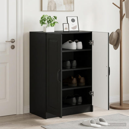 vidaXL Shoe Cabinet UTRECHT 59.5 x 39.5 x 87 cm Engineered Wood Black