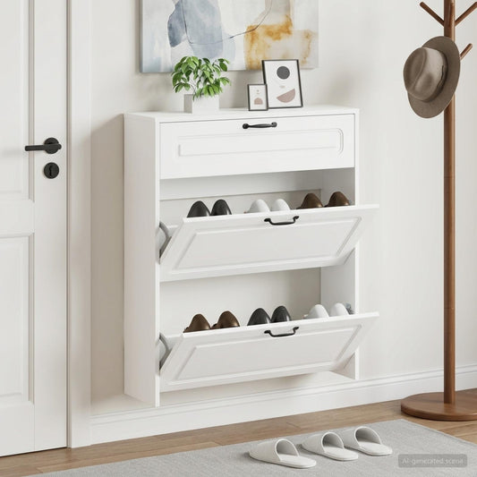 vidaXL Shoe Cabinet UTRECHT 78 x 24 x 100 cm Engineered Wood White