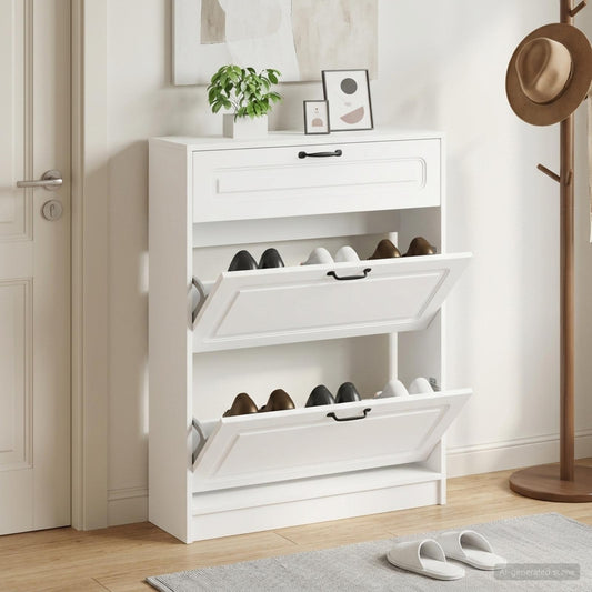 vidaXL Shoe Cabinet UTRECHT 78 x 24 x 100 cm Engineered Wood White