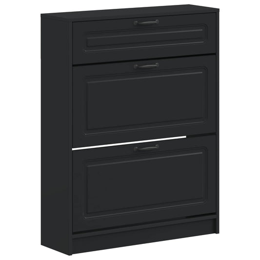 vidaXL Shoe Cabinet UTRECHT 78 x 24 x 100 cm Engineered Wood Black