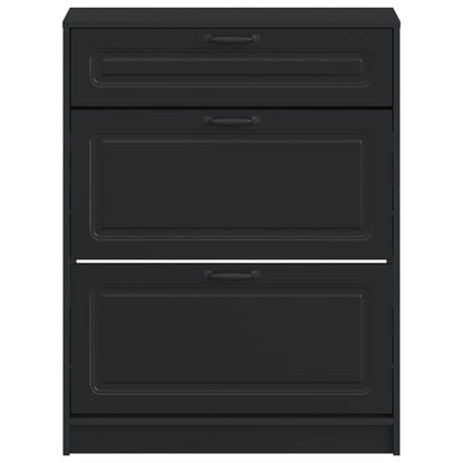 vidaXL Shoe Cabinet UTRECHT 78 x 24 x 100 cm Engineered Wood Black