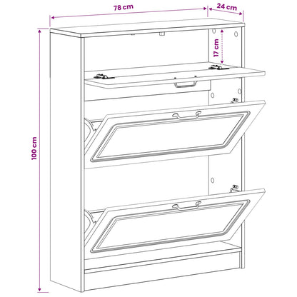 vidaXL Shoe Cabinet UTRECHT 78 x 24 x 100 cm Engineered Wood