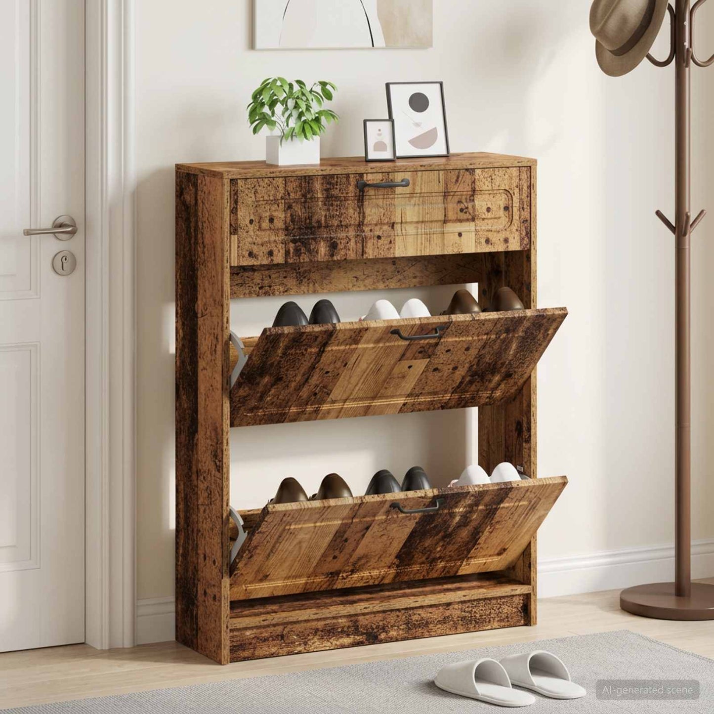 vidaXL Shoe Cabinet UTRECHT 78 x 24 x 100 cm Engineered Wood Old Wood