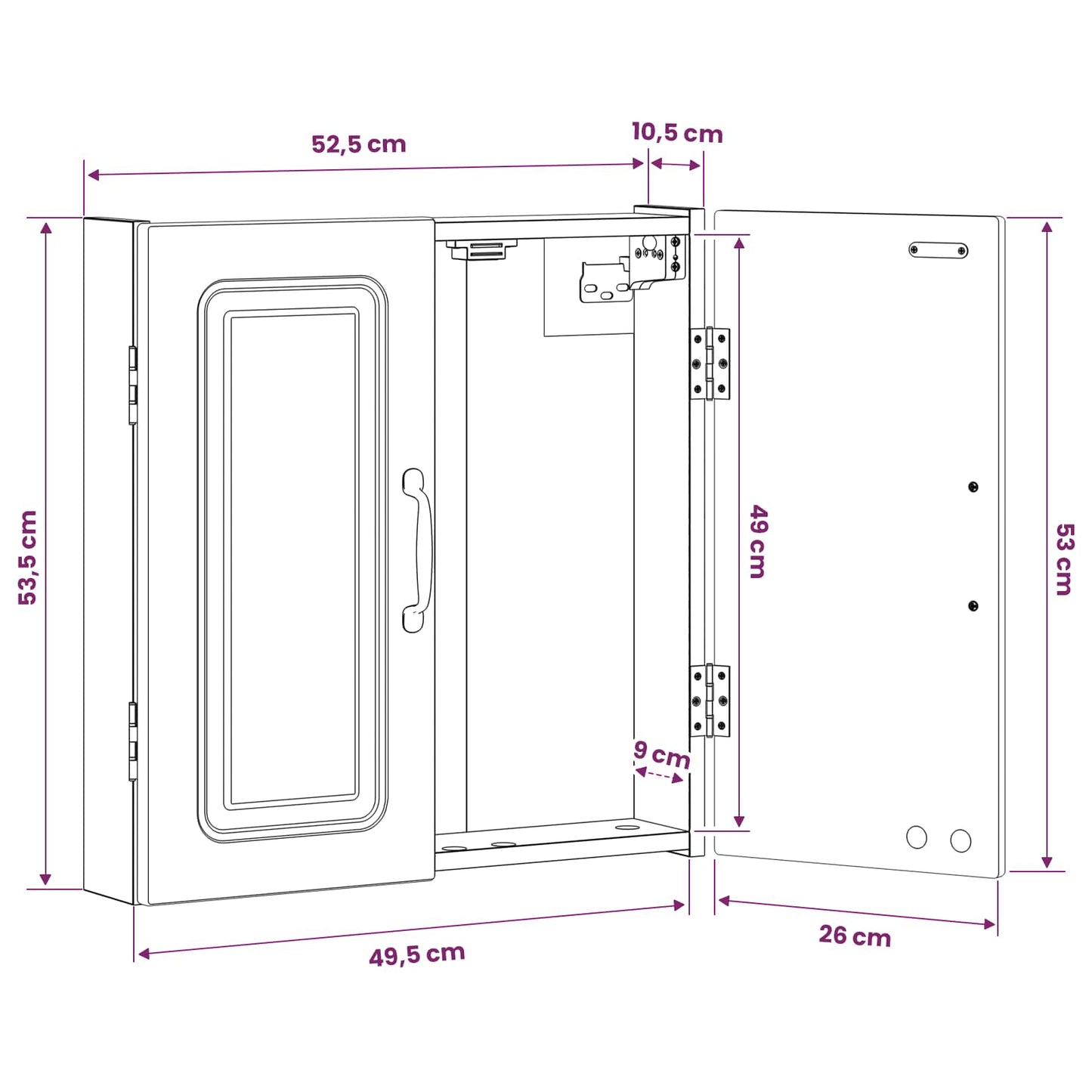 vidaXL Dartboard Cabinet UTRECHT Grey Sonoma 52.5 x 10.5 x 53.5 cm
