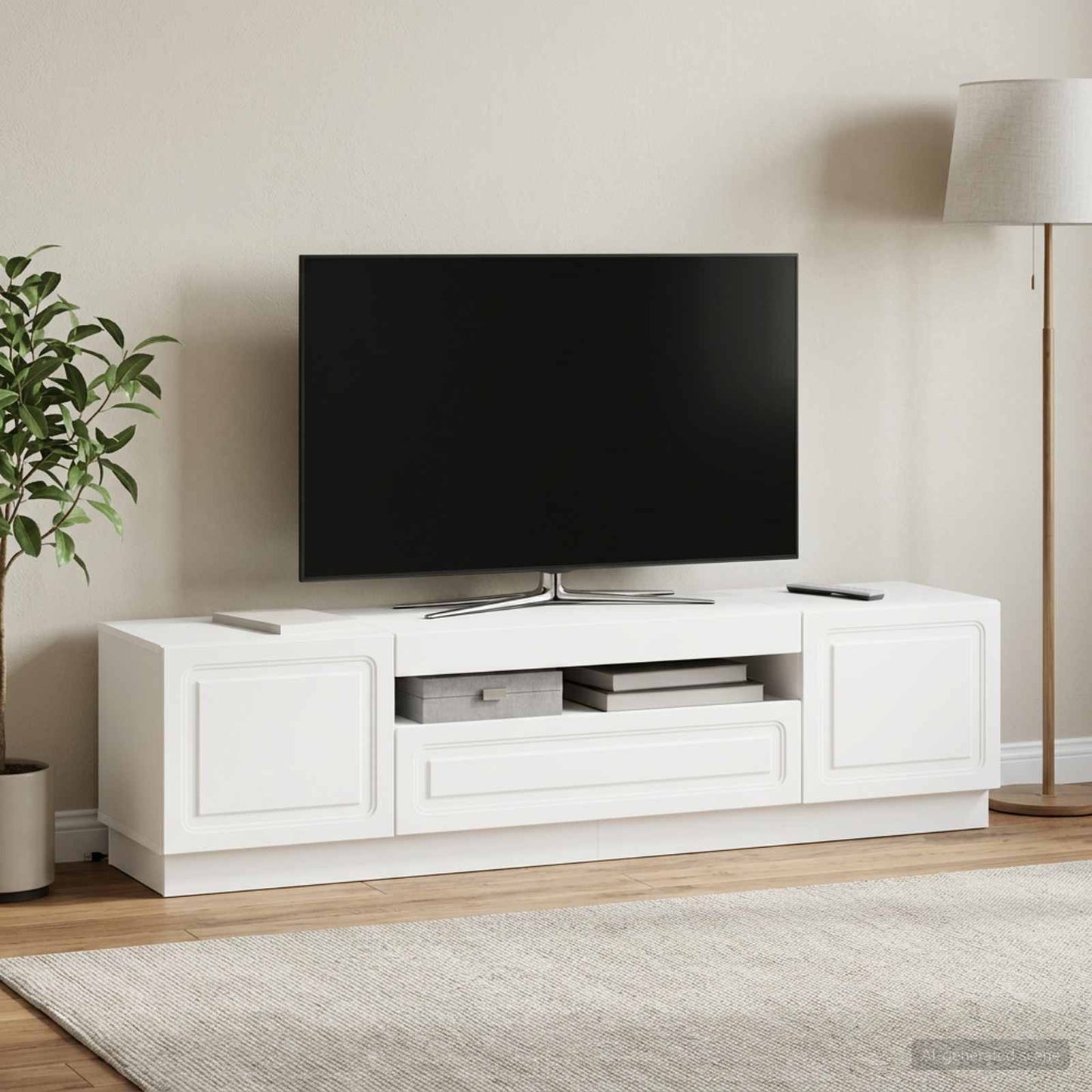 vidaXL LED TV Cabinet White Engineered Wood