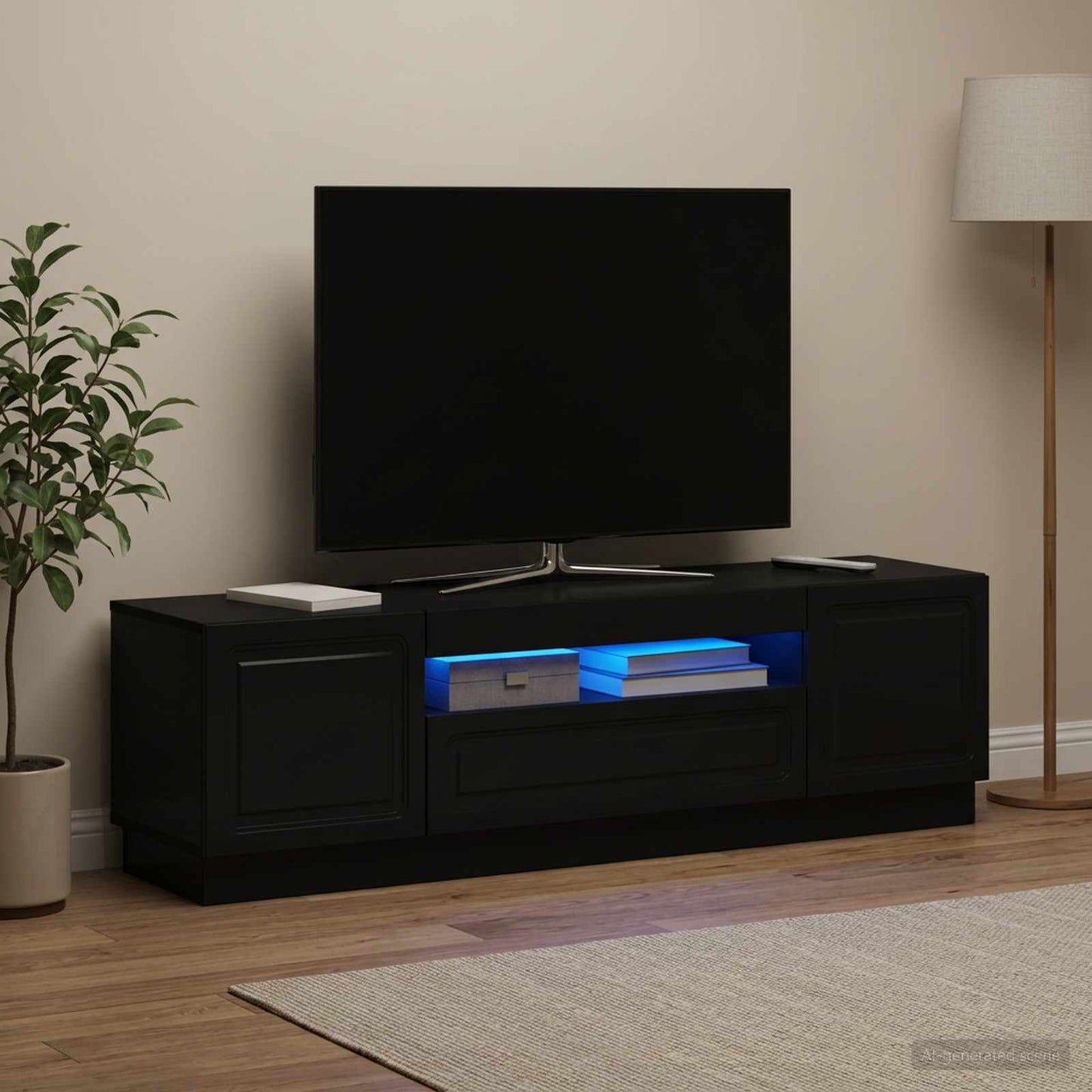 vidaXL LED TV Cabinet Black Engineered Wood