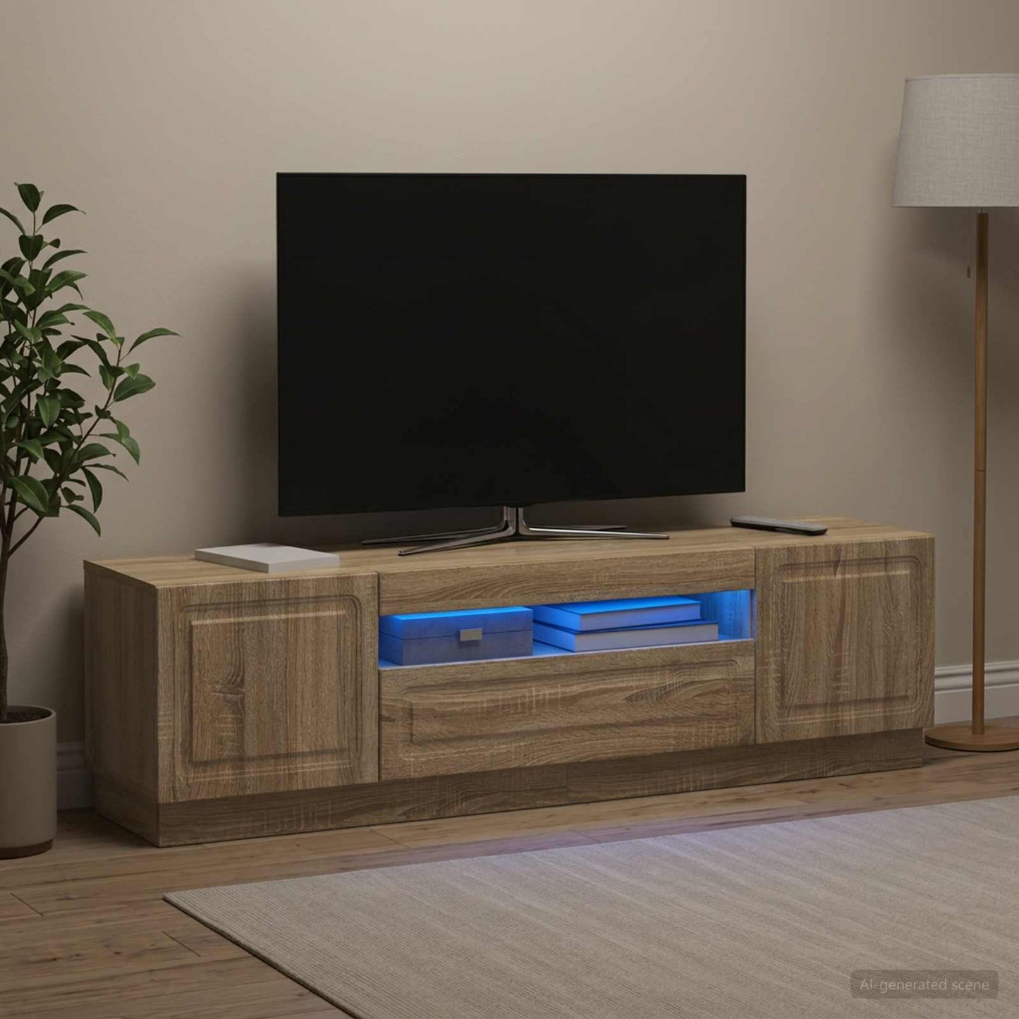 vidaXL LED TV Cabinet Sonoma Oak Engineered Wood