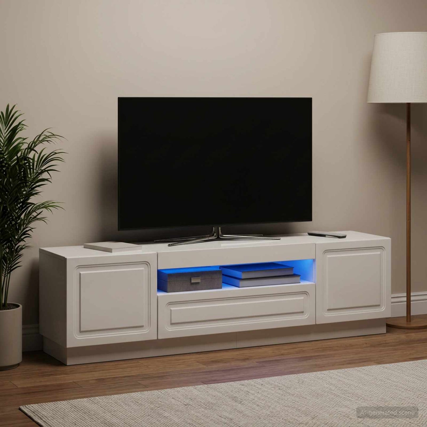 vidaXL LED TV Cabinet High Gloss White Engineered Wood