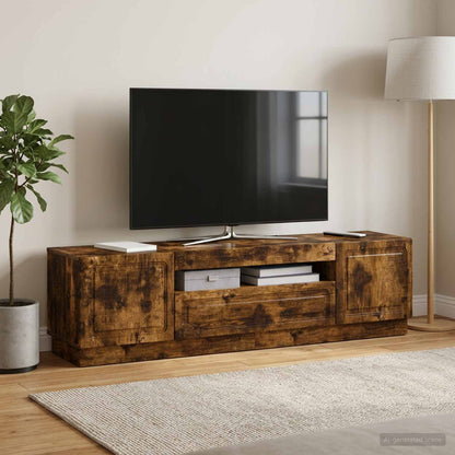 vidaXL LED TV Cabinet Smoked Oak Engineered Wood