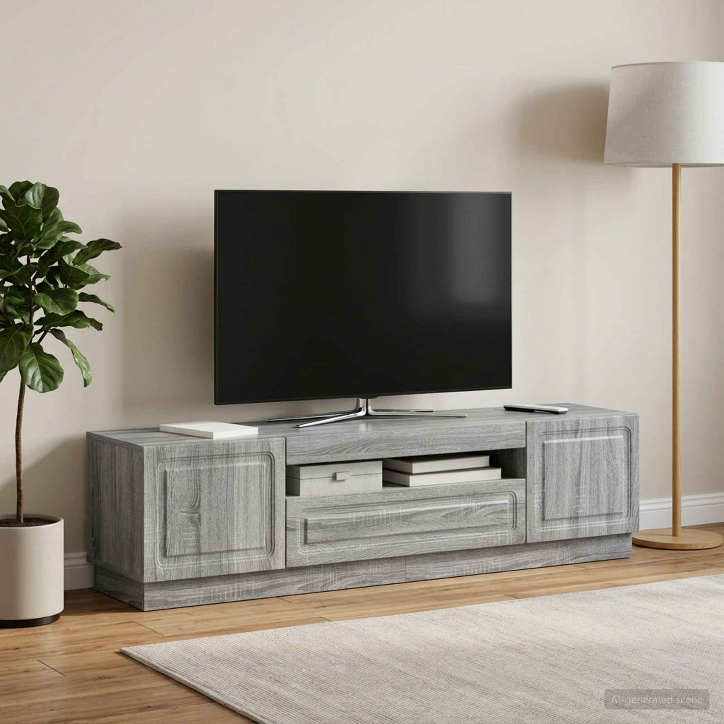 vidaXL LED TV Cabinet Grey Sonoma Engineered Wood