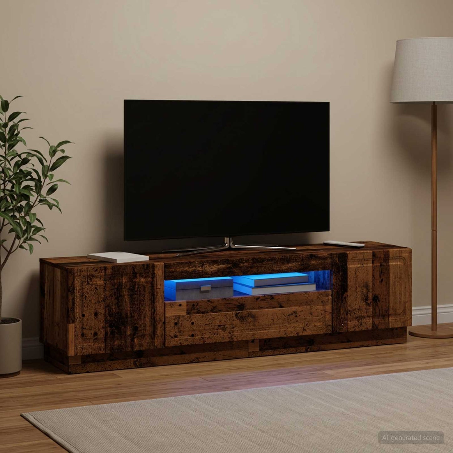 vidaXL LED TV Cabinet Old Wood Engineered Wood