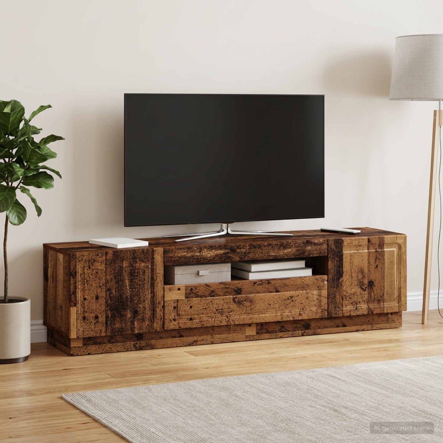 vidaXL LED TV Cabinet Old Wood Engineered Wood