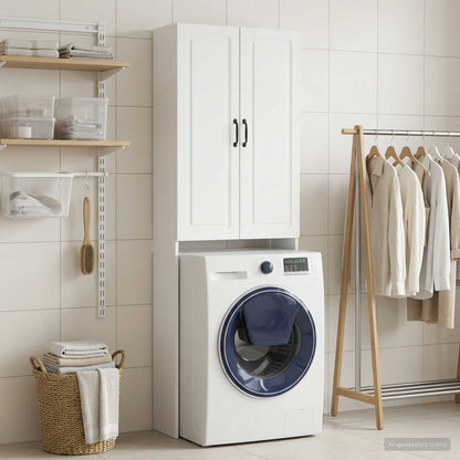 vidaXL Toilet Cabinet UTRECHT White 66 x 25.5 x 190 cm Engineered Wood