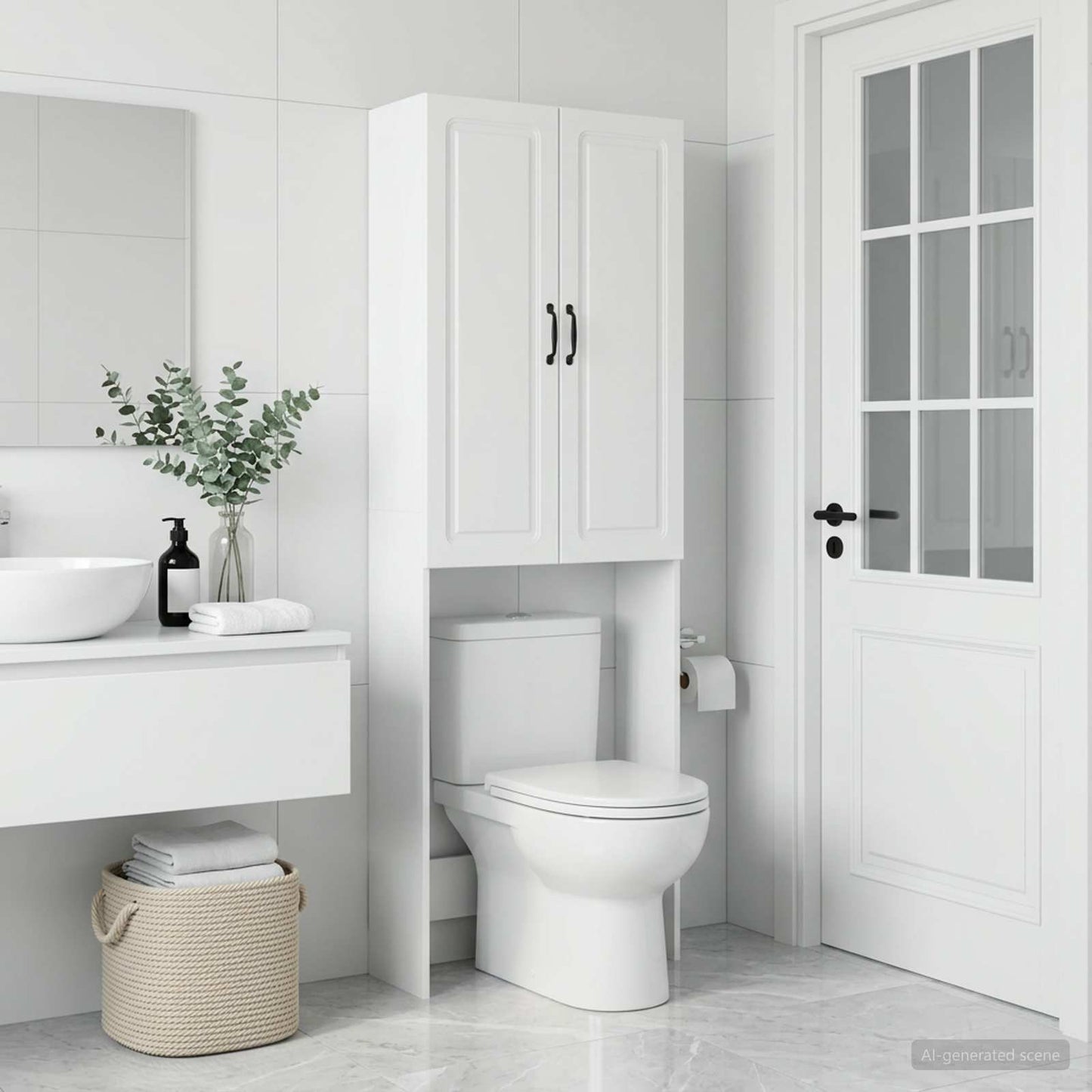 vidaXL Toilet Cabinet UTRECHT White 66 x 25.5 x 190 cm Engineered Wood