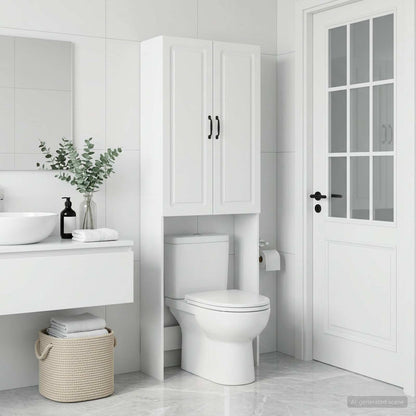 vidaXL Toilet Cabinet UTRECHT White 66 x 25.5 x 190 cm Engineered Wood