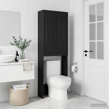vidaXL Toilet Cabinet UTRECHT Black 66 x 25.5 x 190 cm Engineered Wood