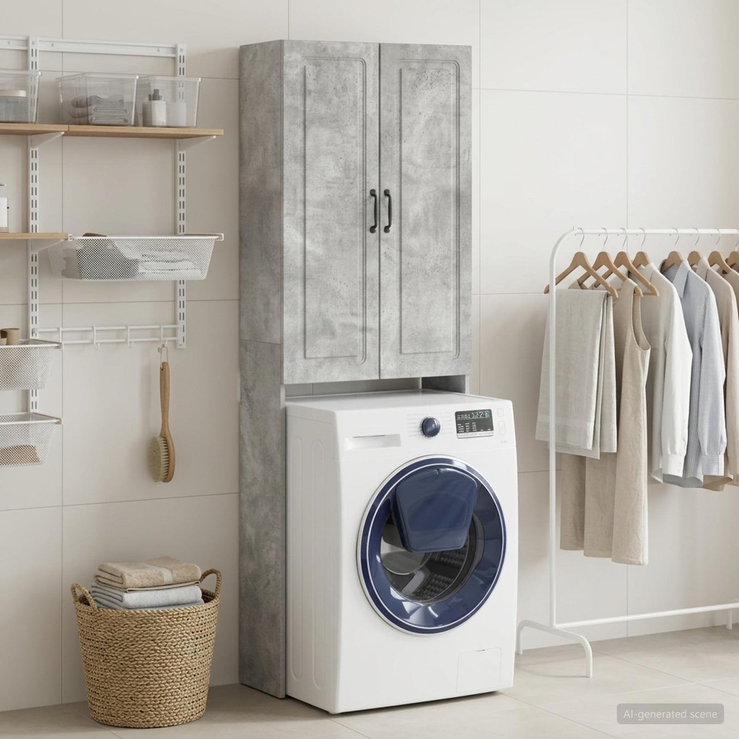 vidaXL Toilet Cabinet UTRECHT Concrete Grey 66 x 25.5 x 190 cm
