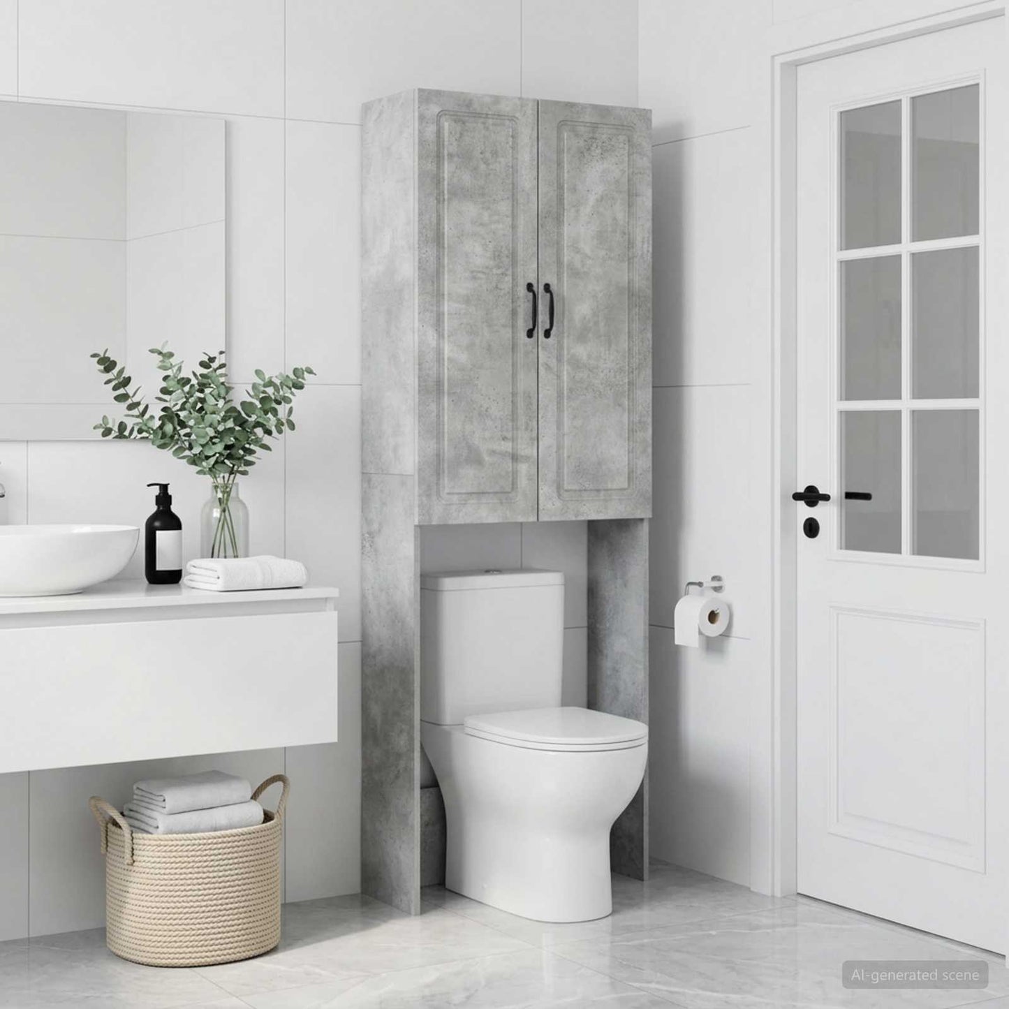 vidaXL Toilet Cabinet UTRECHT Concrete Grey 66 x 25.5 x 190 cm