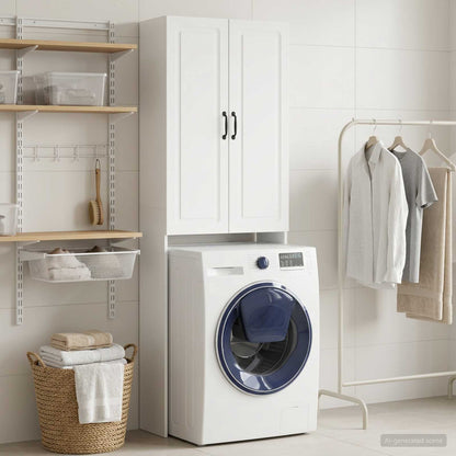 vidaXL Toilet Cabinet UTRECHT High Gloss White 66 x 25.5 x 190 cm