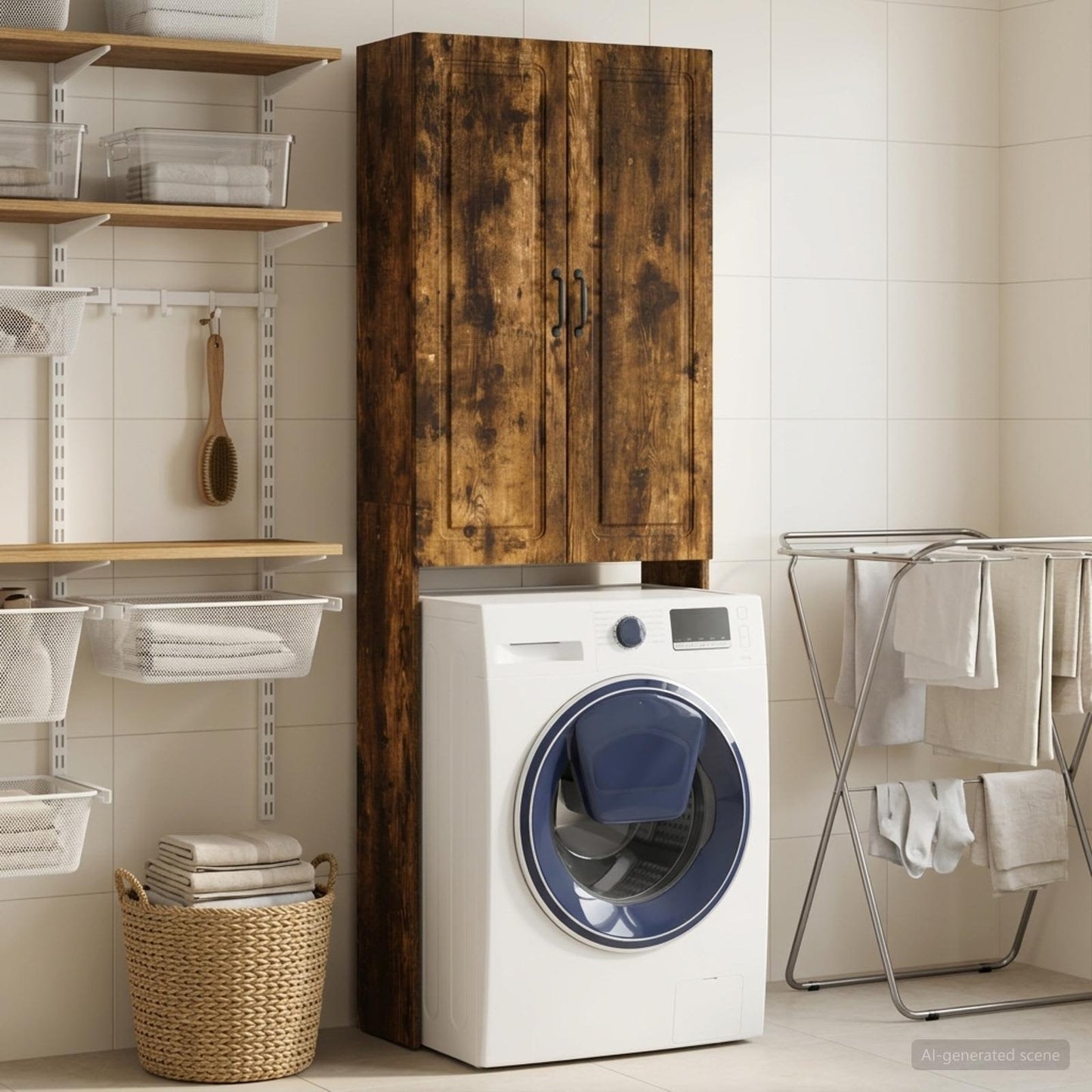 vidaXL Toilet Cabinet UTRECHT Smoked Oak 66 x 25.5 x 190 cm