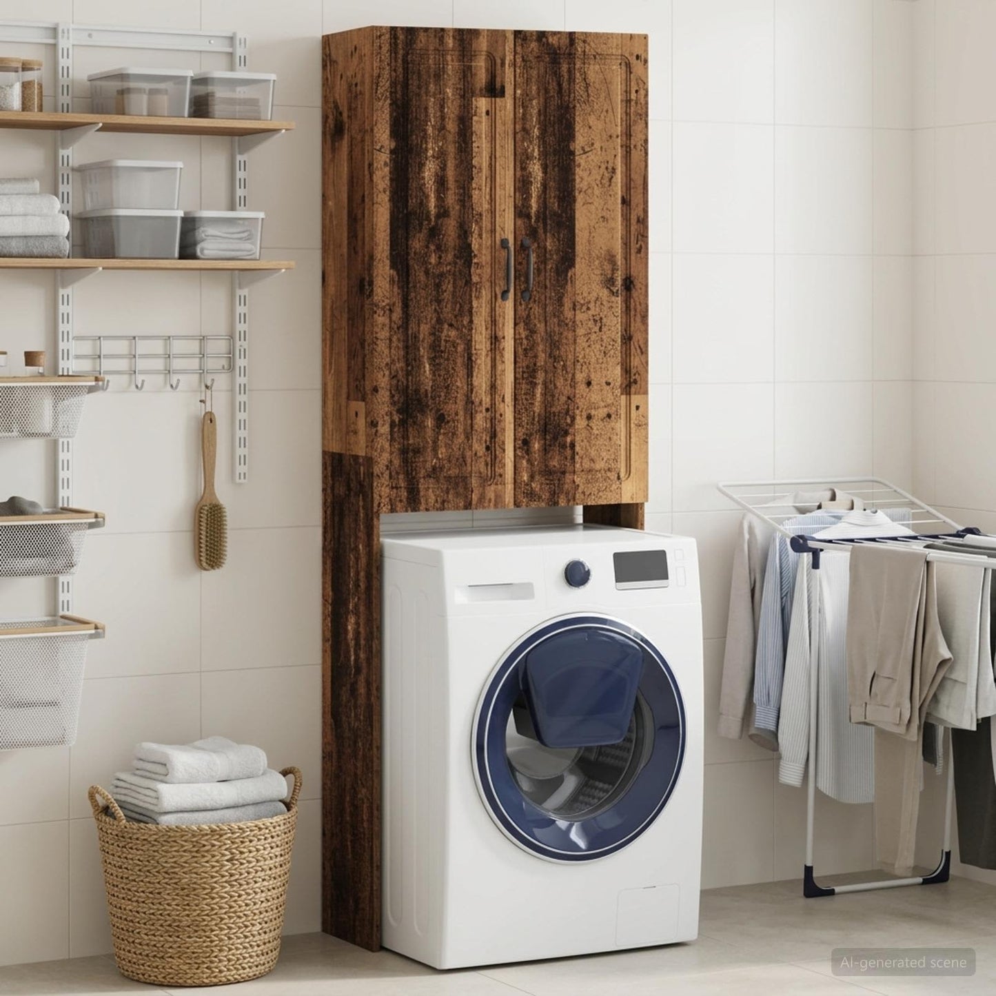 vidaXL Toilet Cabinet UTRECHT Old Wood 66 x 25.5 x 190 cm