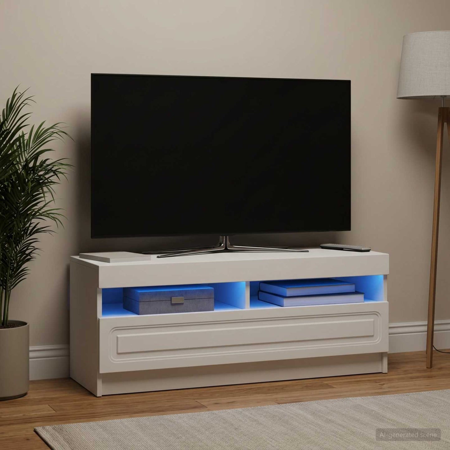 vidaXL LED TV Cabinet White Engineered Wood