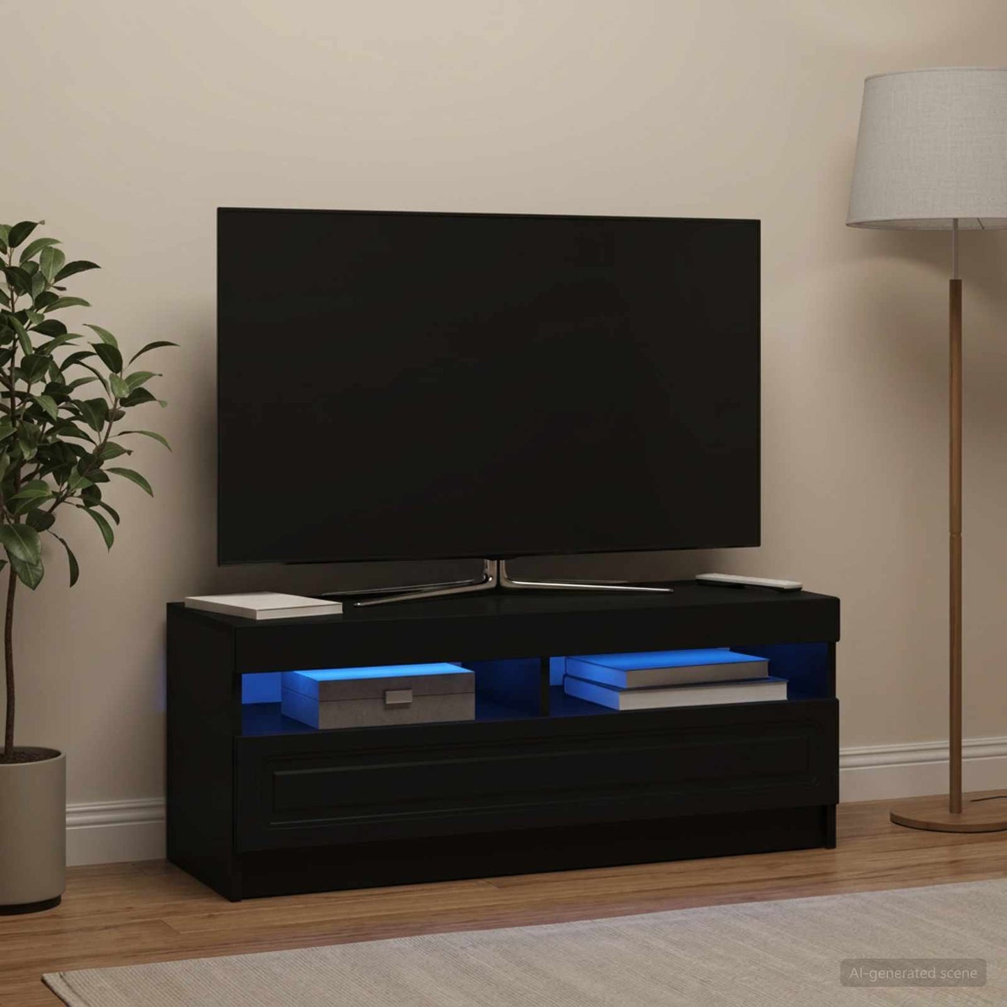 vidaXL LED TV Cabinet Black Engineered Wood