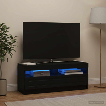 vidaXL LED TV Cabinet Black Engineered Wood