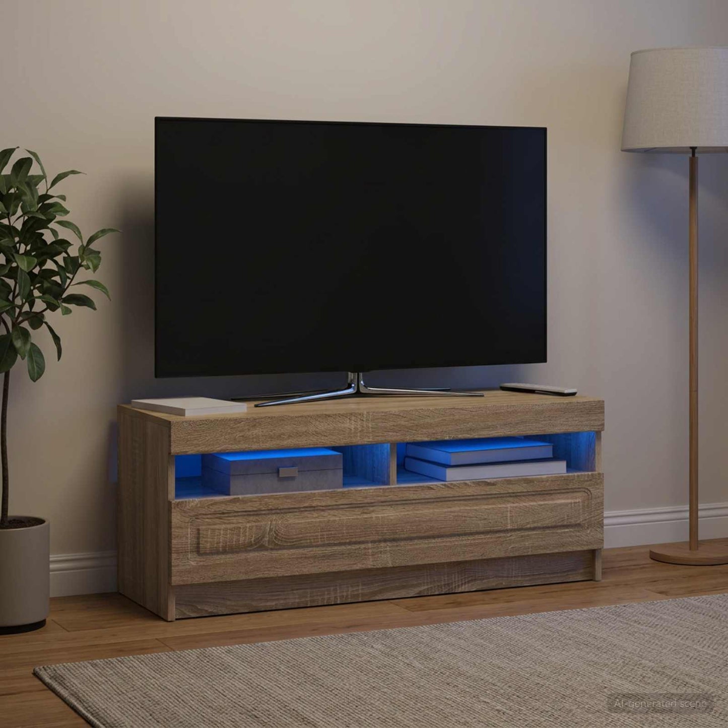vidaXL LED TV Cabinet Sonoma Oak Engineered Wood