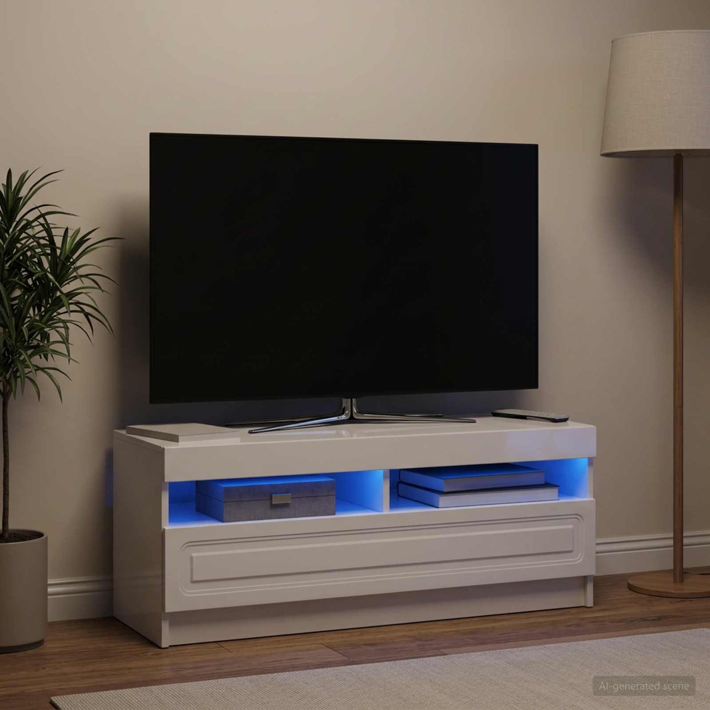 vidaXL LED TV Cabinet High Gloss White Engineered Wood