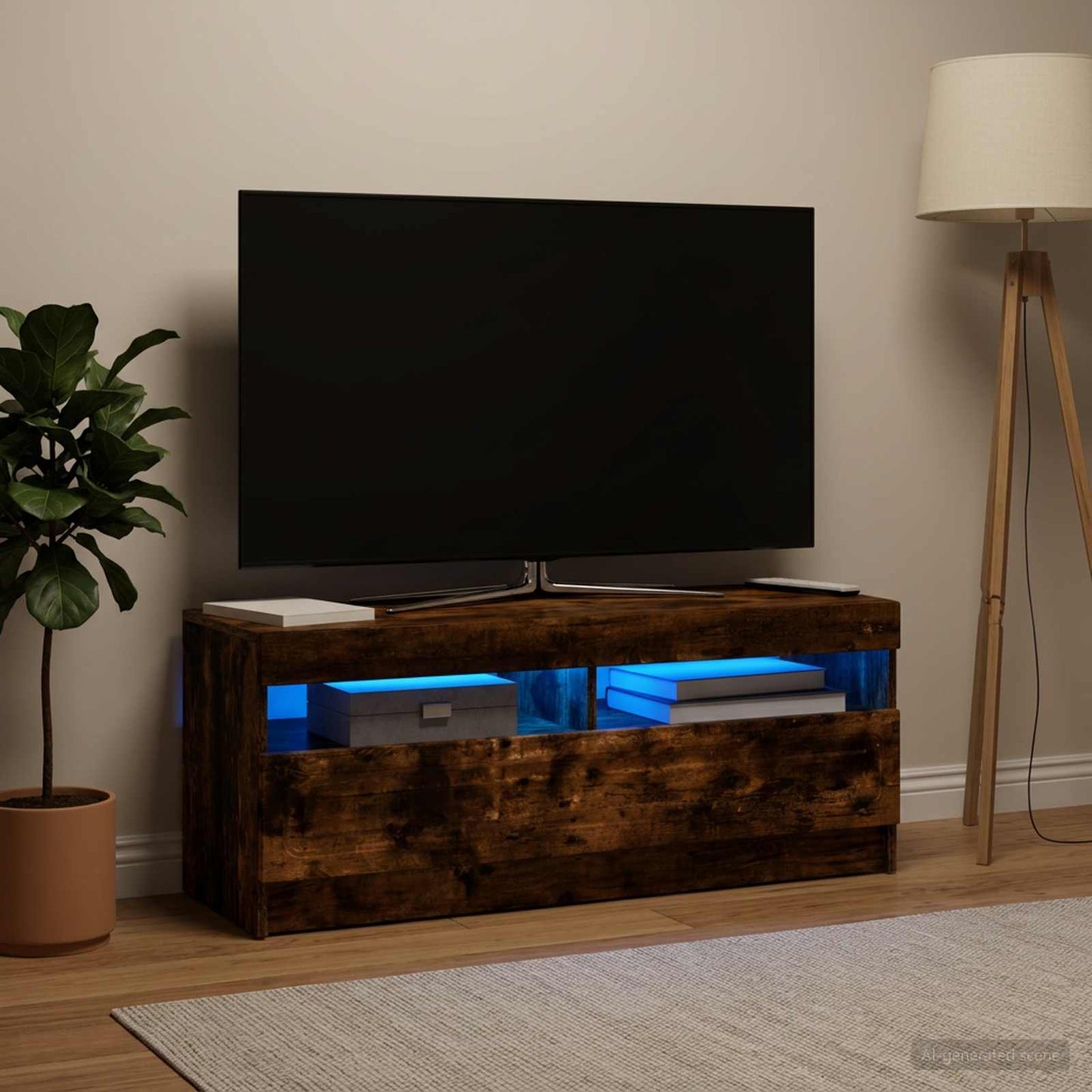 vidaXL LED TV Cabinet Smoked Oak Engineered Wood