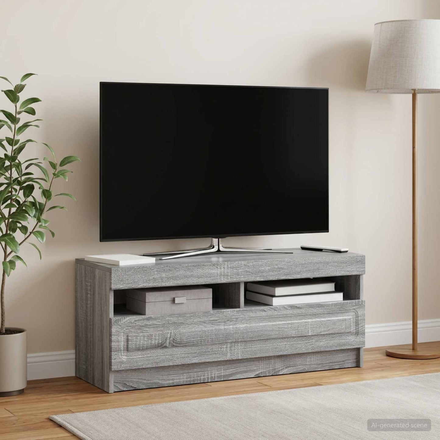 vidaXL LED TV Cabinet Grey Sonoma Engineered Wood