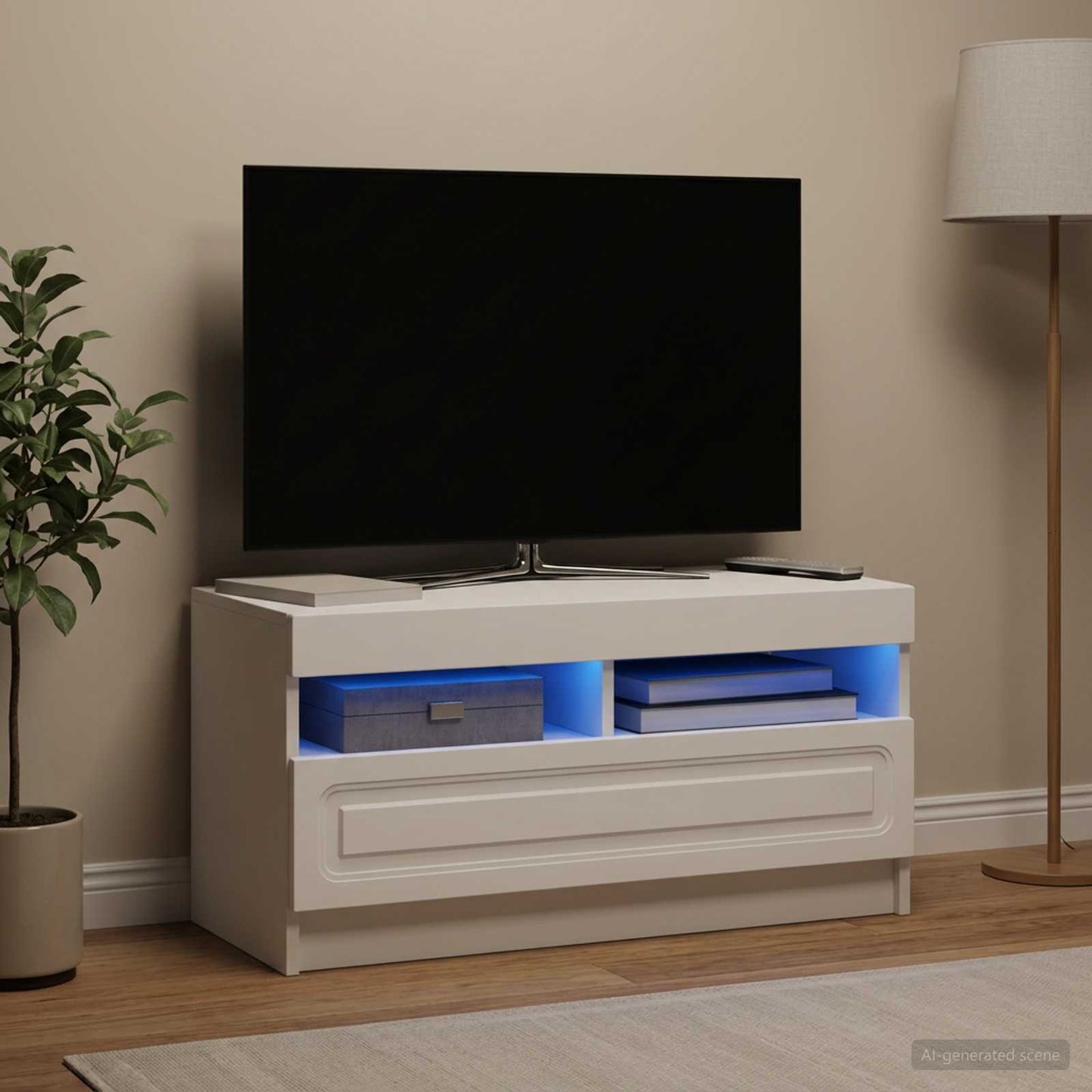 vidaXL LED TV Cabinet White Engineered Wood