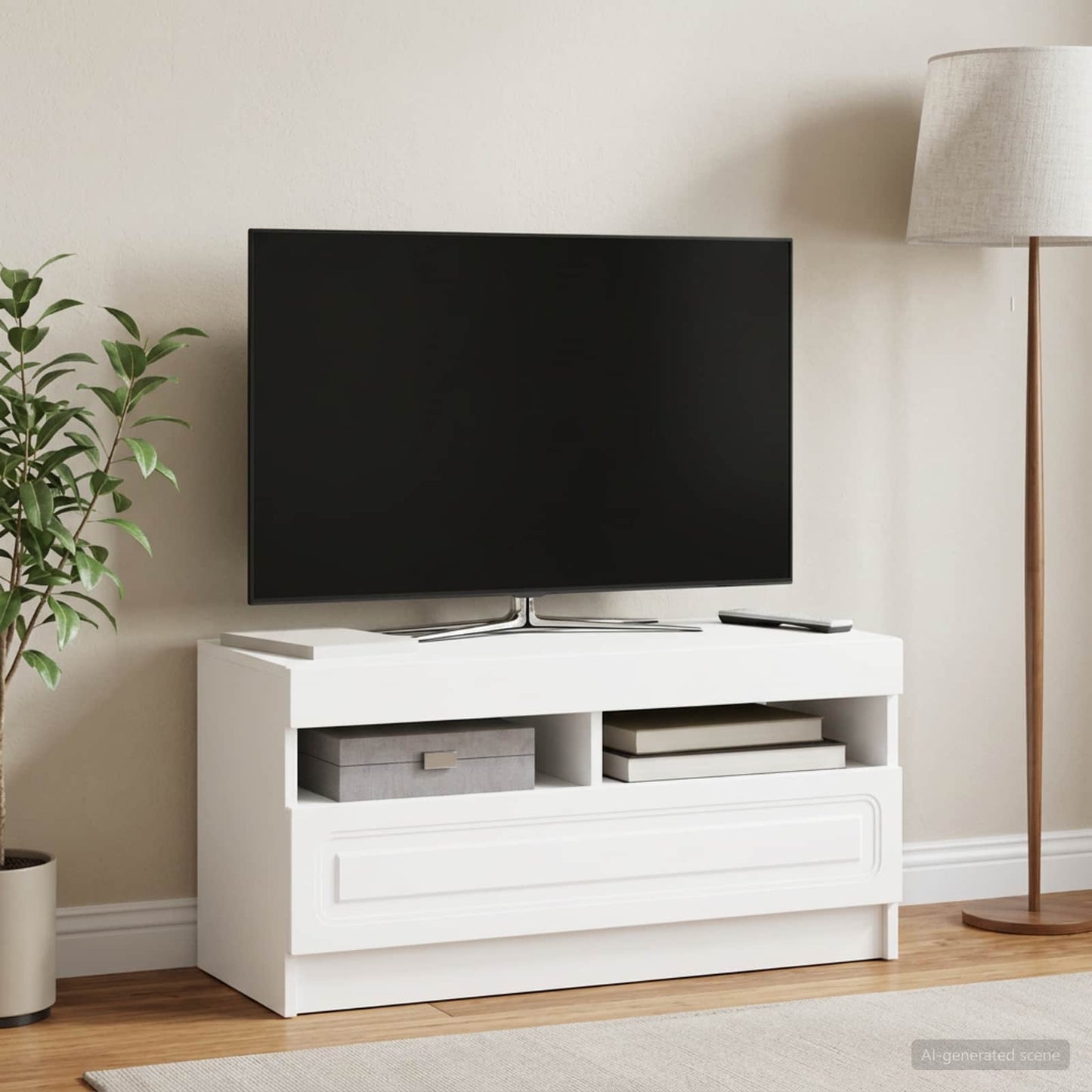 vidaXL LED TV Cabinet White Engineered Wood