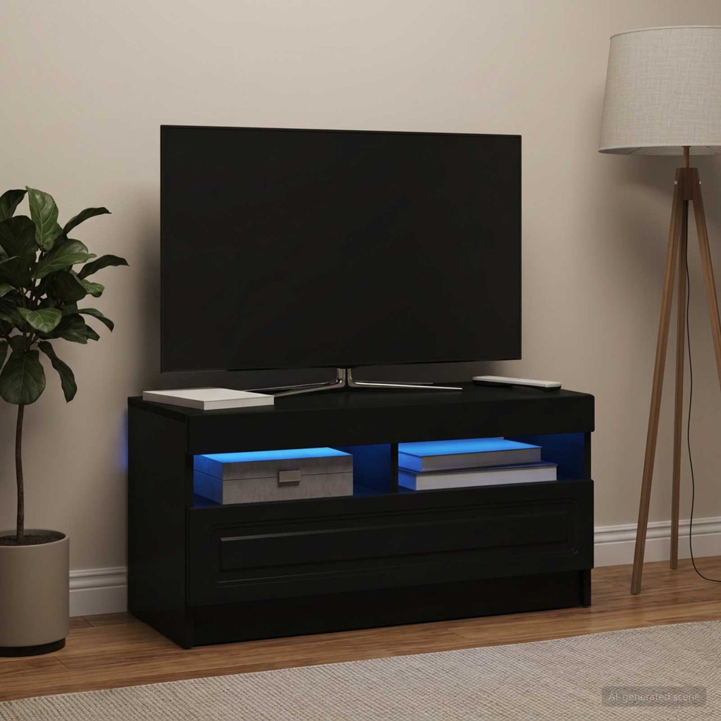 vidaXL LED TV Cabinet Black Engineered Wood