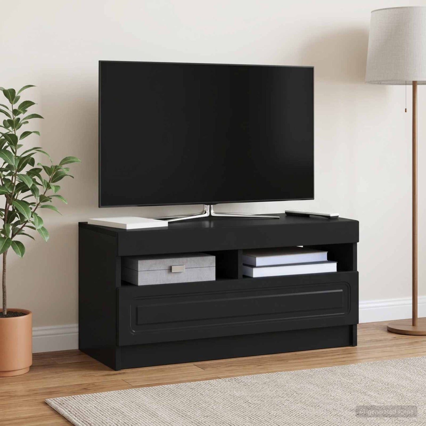 vidaXL LED TV Cabinet Black Engineered Wood