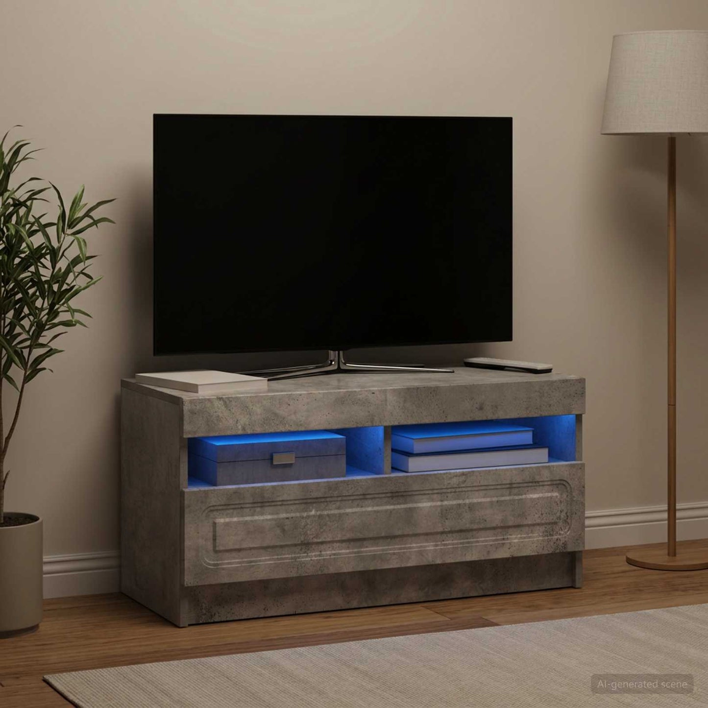 vidaXL LED TV Cabinet Concrete Grey Engineered Wood