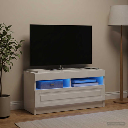 vidaXL LED TV Cabinet High Gloss White Engineered Wood