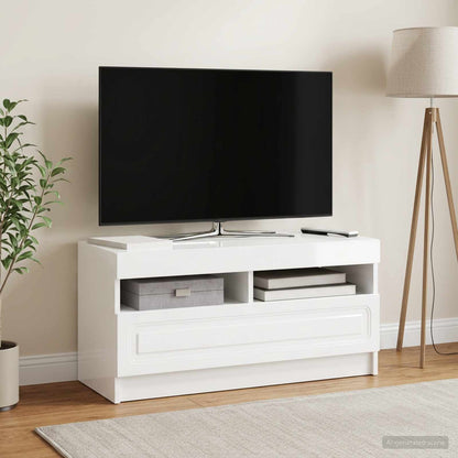 vidaXL LED TV Cabinet High Gloss White Engineered Wood