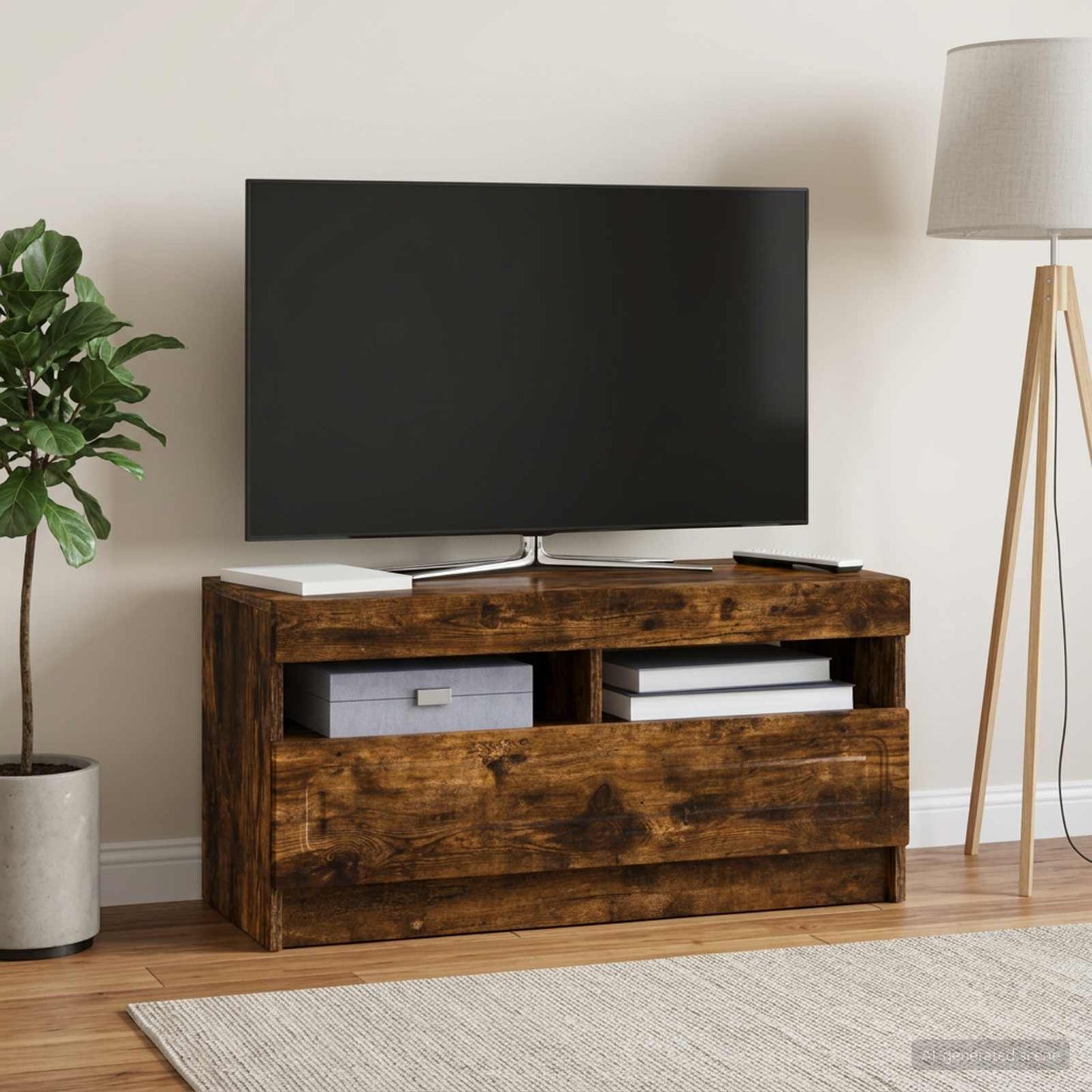 vidaXL LED TV Cabinet Smoked Oak Engineered Wood